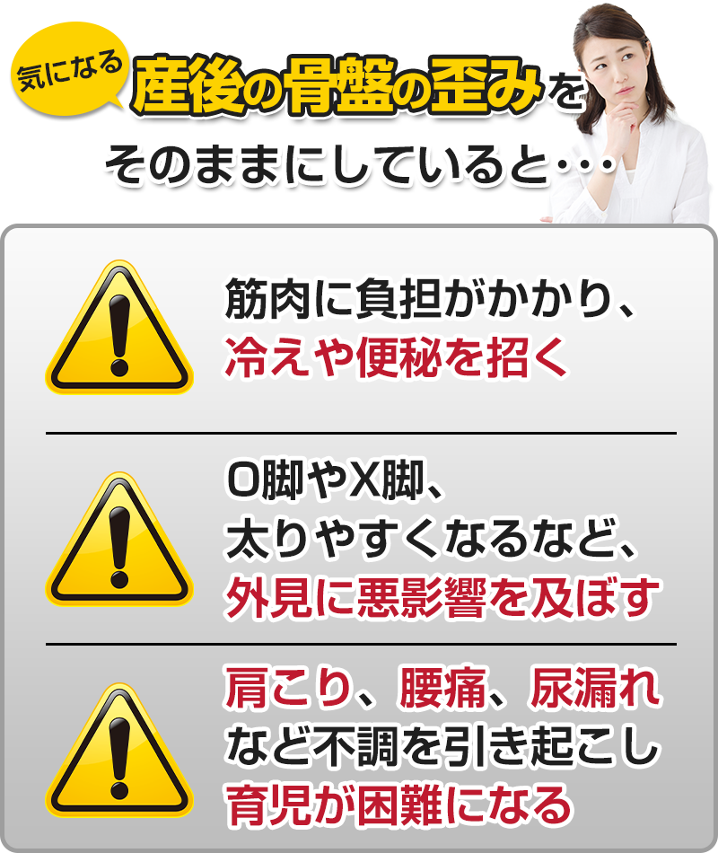 産後の骨盤の歪みをそのままにしていると